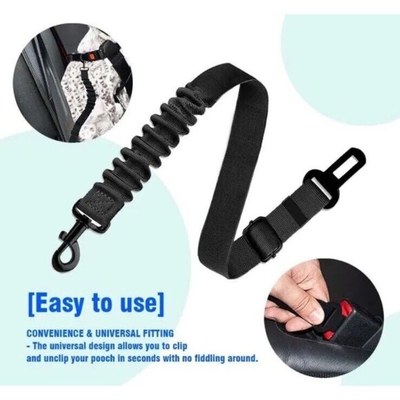 Adjustable Dog Car Seat Belt Black Car Harness Seatbelt For Dogs Bungee New - Picture 4 of 6
